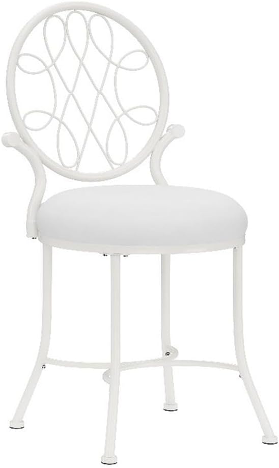 Hillsdale O'Malley Vanity Stool with Spiral Pattern Design, Metallic Gray Fabric