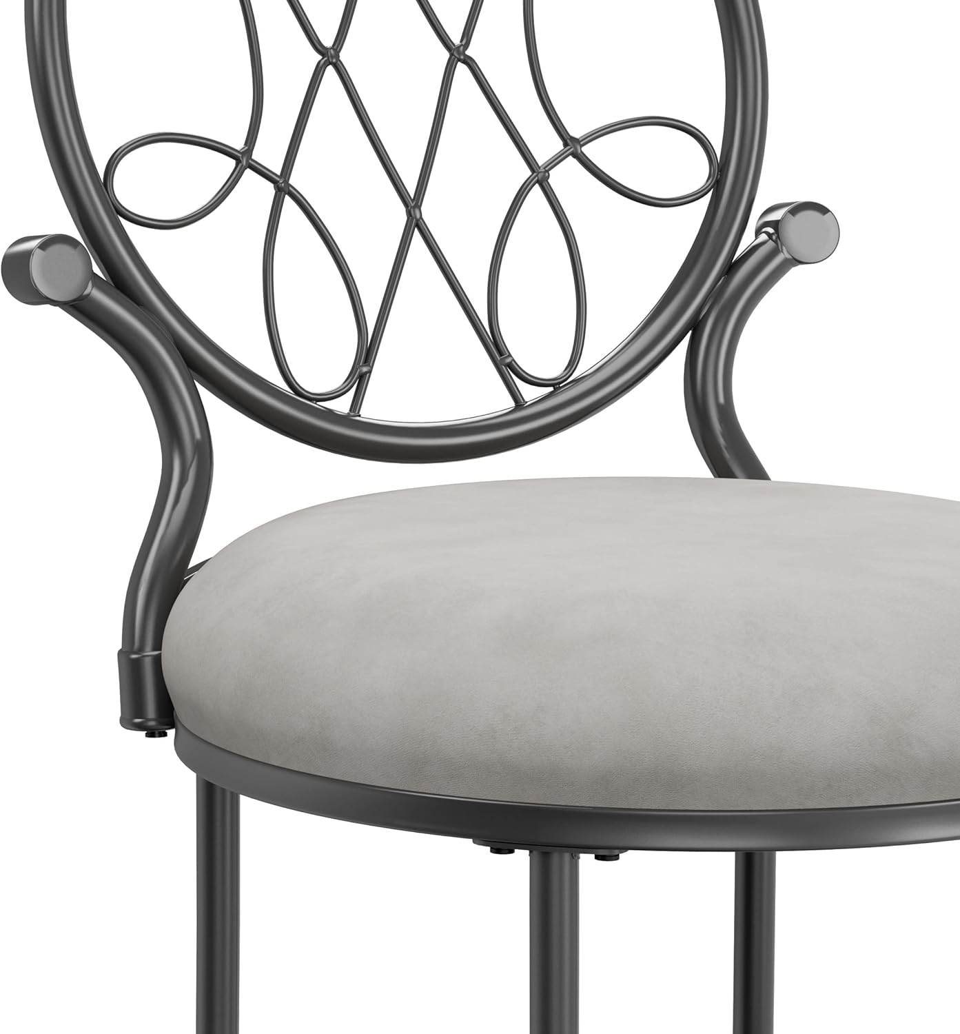 Hillsdale O'Malley Vanity Stool with Spiral Pattern Design, Metallic Gray Fabric