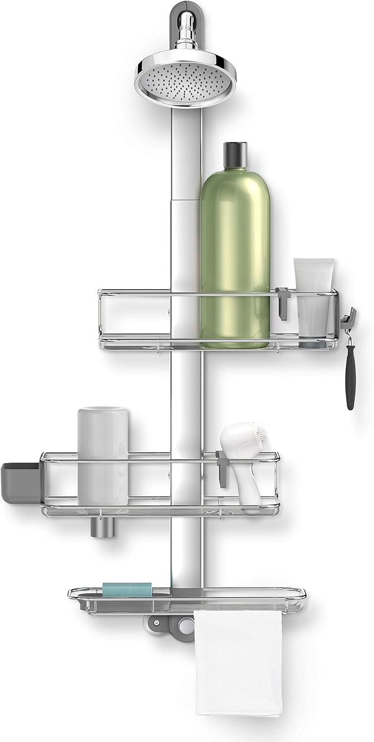 simplehuman Adjustable Shower Caddy, Stainless Steel and Anodized Aluminum