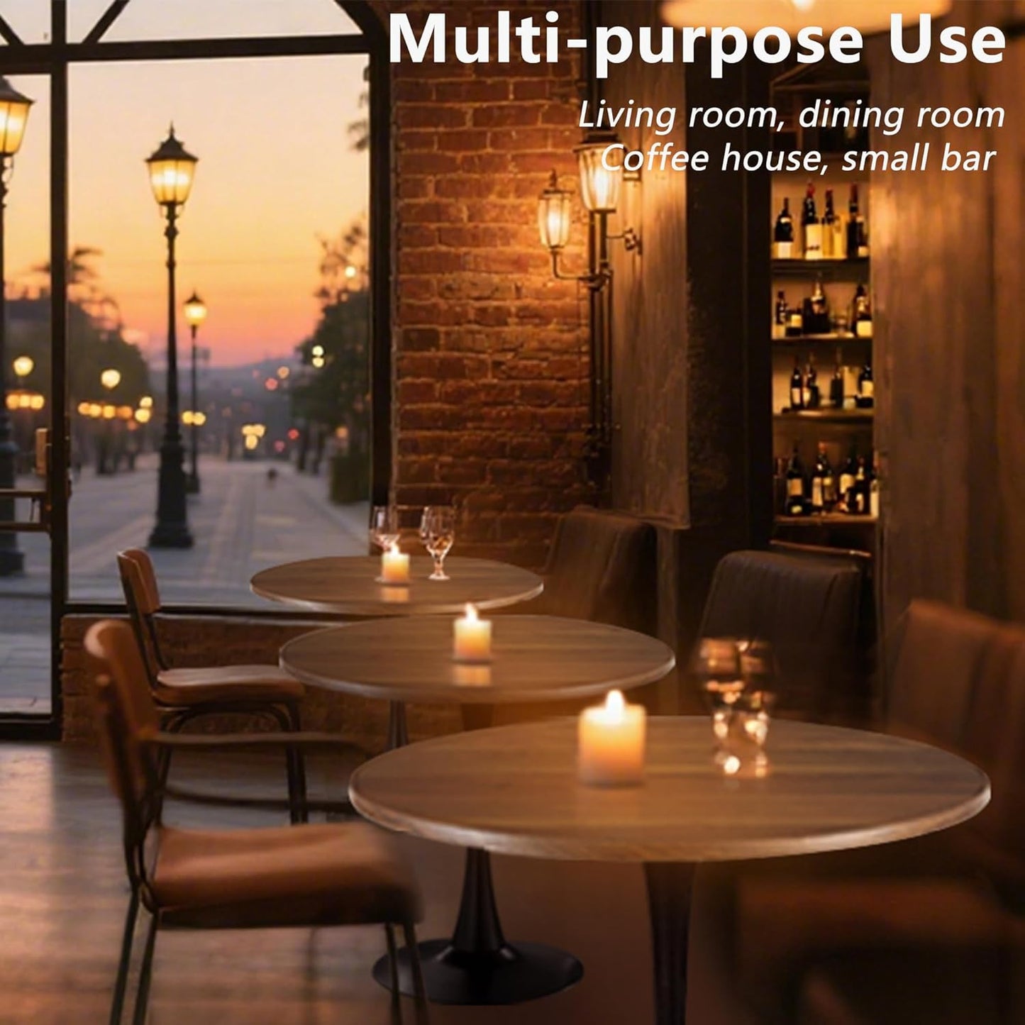 24" Tulip Table for 2-3 Persons Walnut Modern Round Dining Tables Mid-Century Kitchen Table Wooden MDF Top Steel Base Small for Living Room Balcony Leisure (Walnut, 23.6")